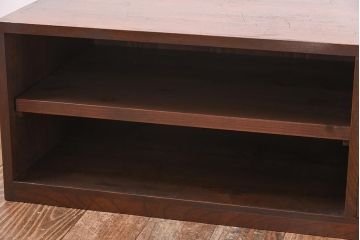 レトロ家具　昭和レトロ　前面ケヤキ材　様々なインテリアに合わせやすいシンプルなローボード(テレビボード、リビングボード)
