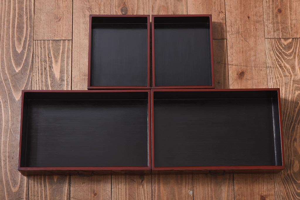 アンティーク家具　和製アンティーク　鎌倉彫・在銘　躍動感のある波の図が彫られた小引き出し(小物収納、卓上収納)