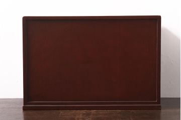 アンティーク家具　和製アンティーク　鎌倉彫・在銘　躍動感のある波の図が彫られた小引き出し(小物収納、卓上収納)