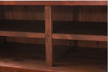 和製アンティーク　ラフジュオリジナルガラス　前面ケヤキ材　和の趣溢れる漆塗りのローボード(収納棚)