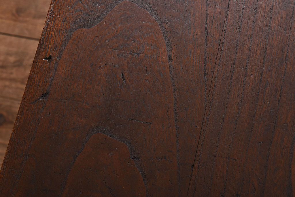 和製アンティーク　ラフジュオリジナルガラス　前面ケヤキ材　和の趣溢れる漆塗りのローボード(収納棚)