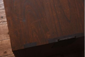 和製アンティーク　ラフジュオリジナルガラス　前面ケヤキ材　和の趣溢れる漆塗りのローボード(収納棚)