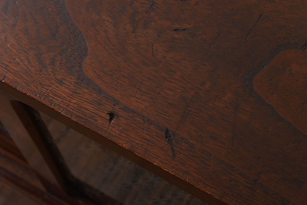 和製アンティーク　ラフジュオリジナルガラス　前面ケヤキ材　和の趣溢れる漆塗りのローボード(収納棚)