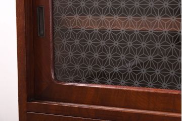 和製アンティーク　ラフジュオリジナルガラス　前面ケヤキ材　和の趣溢れる漆塗りのローボード(収納棚)