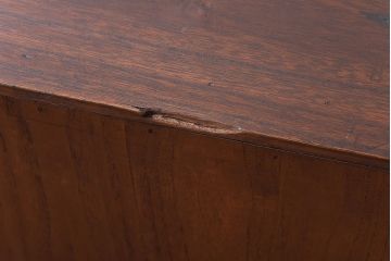 和製アンティーク　ラフジュオリジナルガラス　前面ケヤキ材　和の趣溢れる漆塗りのローボード(収納棚)