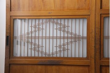 昭和初期　両面ガラス　日本風情漂う組子帯戸4枚セット(ガラス帯戸、引戸、建具)