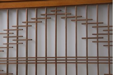 昭和初期　両面ガラス　日本風情漂う組子帯戸4枚セット(ガラス帯戸、引戸、建具)
