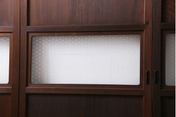 和製アンティーク　ラフジュオリジナルガラス入り　レトロモダンなガラス帯戸4枚セット(引戸、建具)
