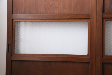 和製アンティーク　ラフジュオリジナルガラス入り　レトロモダンなガラス帯戸4枚セット(引戸、建具)