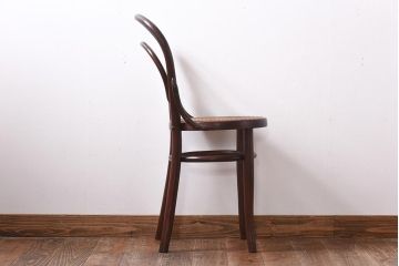 アンティーク家具　イギリスアンティーク　編み座面　ベントウッドバルーンバックチェア(曲げ木、ダブルループ、椅子)