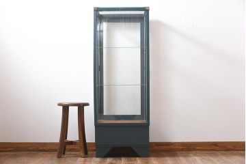 ペイント家具　縦型デザイン　シックなペイントカラーが素敵なガラスケース(ショーケース、飾り棚、陳列棚)