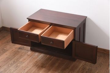 中古美品　松本民芸家具　なめらかな質感のサイドキャビネット(サイドボード、収納棚、チェスト)