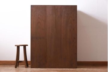 昭和初期　前面ケヤキ材　木の温もり溢れるラフジュオリジナルガラス入り戸棚(収納棚、茶
棚)