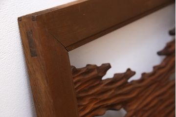 ビンテージ　屋久杉材　複雑な彫刻が目を引く欄間(明り取り、明かり取り)(1)