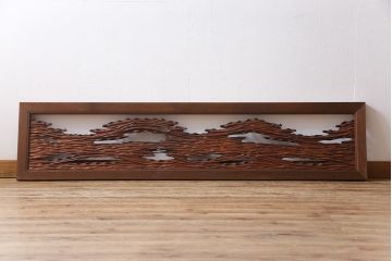 ビンテージ　屋久杉材　複雑な彫刻が目を引く欄間(明り取り、明かり取り)(1)