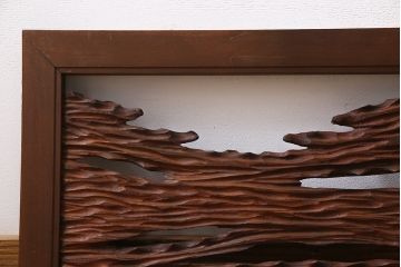 ビンテージ　屋久杉材　複雑な彫刻が目を引く欄間(明り取り、明かり取り)(1)