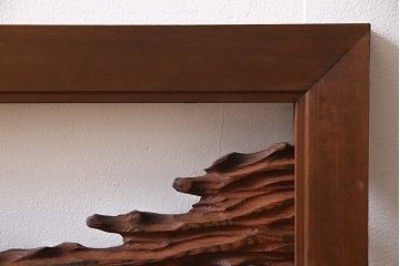 ビンテージ　屋久杉材　複雑な彫刻が目を引く欄間(明り取り、明かり取り)(1)