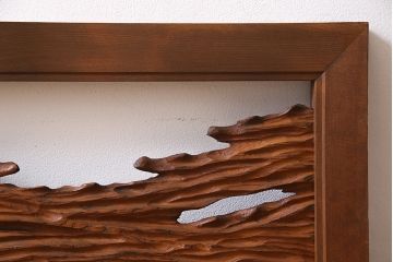 ビンテージ　屋久杉材　複雑な彫刻が目を引く欄間(明り取り、明かり取り)(1)