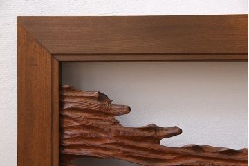 ビンテージ　屋久杉材　複雑な彫刻が目を引く欄間(明り取り、明かり取り)(1)