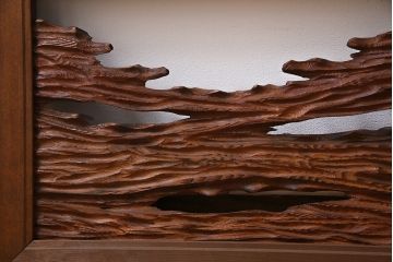 ビンテージ　屋久杉材　複雑な彫刻が目を引く欄間(明り取り、明かり取り)(1)