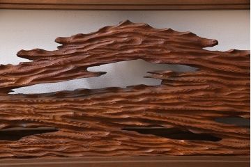 ビンテージ　屋久杉材　複雑な彫刻が目を引く欄間(明り取り、明かり取り)(1)