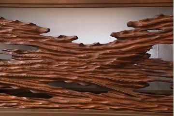 ビンテージ　屋久杉材　複雑な彫刻が目を引く欄間(明り取り、明かり取り)(1)