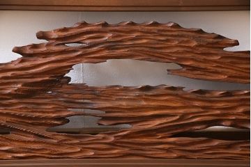 ビンテージ　屋久杉材　複雑な彫刻が目を引く欄間(明り取り、明かり取り)(1)