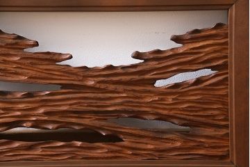 ビンテージ　屋久杉材　複雑な彫刻が目を引く欄間(明り取り、明かり取り)(1)