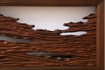 ビンテージ　屋久杉材　複雑な彫刻が目を引く欄間(明り取り、明かり取り)(2)
