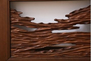 ビンテージ　屋久杉材　複雑な彫刻が目を引く欄間(明り取り、明かり取り)(2)