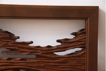ビンテージ　屋久杉材　複雑な彫刻が目を引く欄間(明り取り、明かり取り)(2)