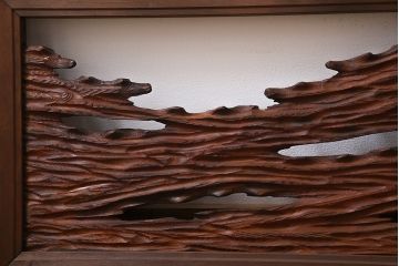 ビンテージ　屋久杉材　複雑な彫刻が目を引く欄間(明り取り、明かり取り)(2)