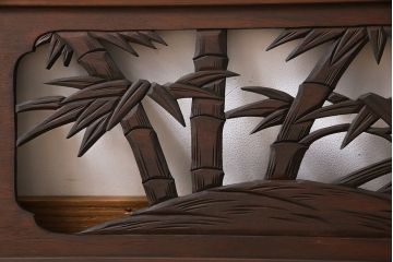 昭和中期　虎に竹　躍動感あふれる透かし彫りが目を引く欄間(ディスプレイ雑貨、明り取り)