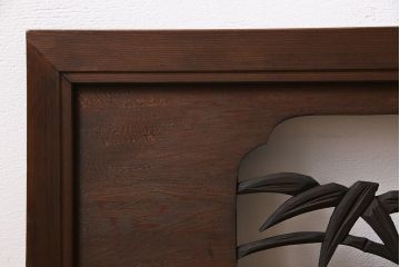 昭和中期　虎に竹　躍動感あふれる透かし彫りが目を引く欄間(ディスプレイ雑貨、明り取り)