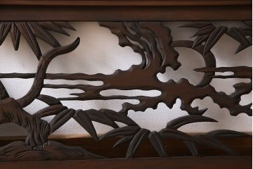 昭和中期　虎に竹　躍動感あふれる透かし彫りが目を引く欄間(ディスプレイ雑貨、明り取り)(1)