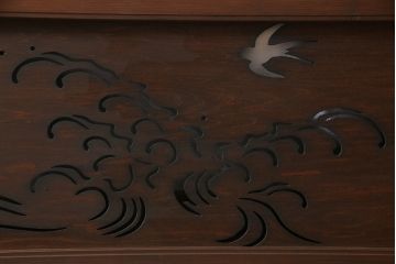 和製アンティーク　昭和初期　波千鳥　素朴な味わいが魅力的な透かし欄間(はめ殺し戸)(1)