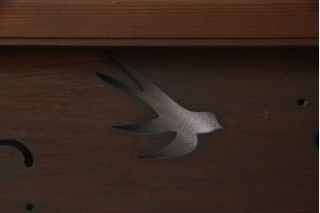 和製アンティーク　昭和初期　波千鳥　素朴な味わいが魅力的な透かし欄間(はめ殺し戸)(1)