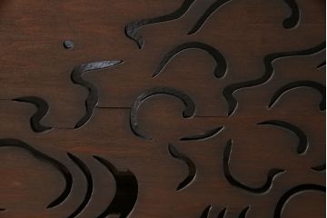 和製アンティーク　昭和初期　波千鳥　素朴な味わいが魅力的な透かし欄間(はめ殺し戸)(1)