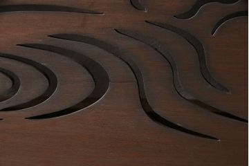 和製アンティーク　昭和初期　波千鳥　素朴な味わいが魅力的な透かし欄間(はめ殺し戸)(1)