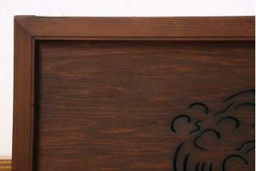 和製アンティーク　昭和初期　波千鳥　素朴な味わいが魅力的な透かし欄間(はめ殺し戸)(2)