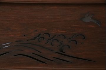 和製アンティーク　昭和初期　波千鳥　素朴な味わいが魅力的な透かし欄間(はめ殺し戸)(2)