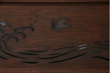 和製アンティーク　昭和初期　波千鳥　素朴な味わいが魅力的な透かし欄間(はめ殺し戸)(2)