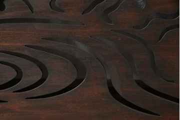 和製アンティーク　昭和初期　波千鳥　素朴な味わいが魅力的な透かし欄間(はめ殺し戸)(2)