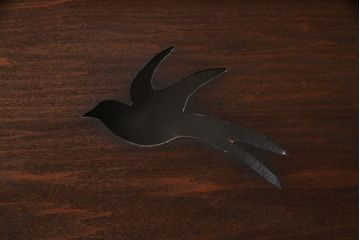 和製アンティーク　昭和初期　波千鳥　素朴な味わいが魅力的な透かし欄間(はめ殺し戸)(2)