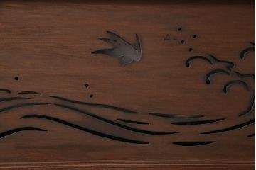 和製アンティーク　昭和初期　波千鳥　素朴な味わいが魅力的な透かし欄間(はめ殺し戸)(2)