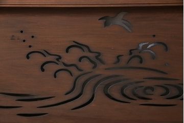 和製アンティーク　昭和初期　波千鳥　素朴な味わいが魅力的な透かし欄間(はめ殺し戸)(2)