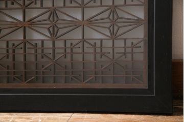 和製アンティーク　両面ガラス　組子の細かな意匠が美しい欄間(はめ殺し戸)(1)