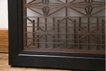 和製アンティーク　両面ガラス　組子の細かな意匠が美しい欄間(はめ殺し戸)(1)