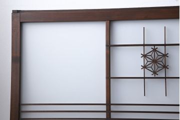 和製アンティーク　昭和期　上品な組子の意匠が目を引くガラス戸(引き戸、建具)4枚セット