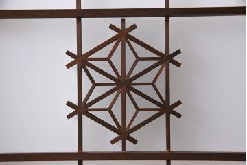 和製アンティーク　昭和期　上品な組子の意匠が目を引くガラス戸(引き戸、建具)4枚セット